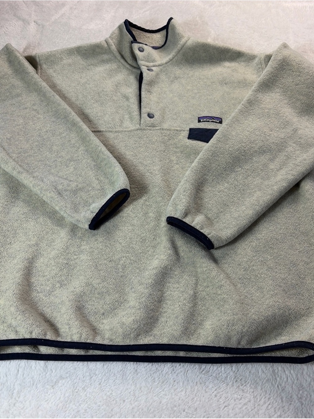 Patagonia Men's Lightweight Synchilla Snap-T Fleece Pullover Oatmeal/Navy Size M